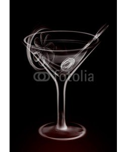 Tisi, Artistic Illustration Smoke Martini Cocktail Glass on black