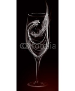 Tisi, Artistic Illustration Smoke Wine Cocktail Glass on black