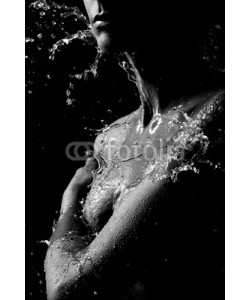 stasnds, Monochrome portrait of a beautiful young woman with splashes of water