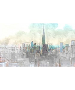 Tierney, Sketch of the Manhattan skyline cityscape