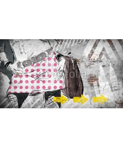 Yevhen, Modern teenage girl on grunge background.