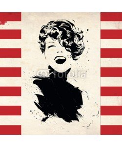 Yevhen, Modern teenage girl on grunge background.