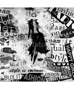 Yevhen, Modern teenage girl on grunge background.