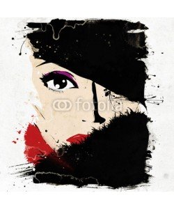 Yevhen, Modern teenage girl on grunge background.