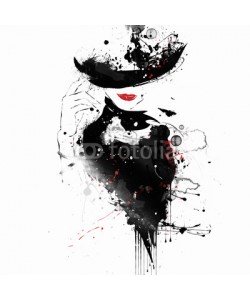 Yevhen, Modern teenage girl on grunge background.