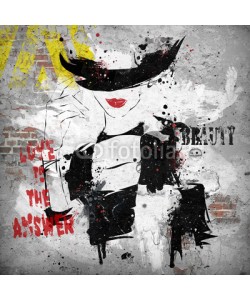 Yevhen, Modern teenage girl on grunge background.