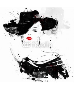 Yevhen, Modern teenage girl on grunge background.