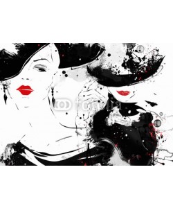 Yevhen, Modern teenage girl on grunge background.