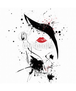 Yevhen, Modern teenage girl on grunge background.