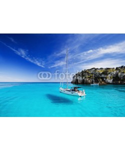 kite_rin, Beautiful bay with sailing boats, Menorca island, Spain
