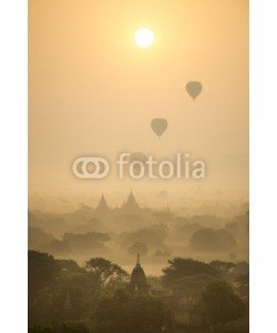 Sakrapee Nopparat, Sunrise scene at pagoda ancient city field in Bagan Myanmar.