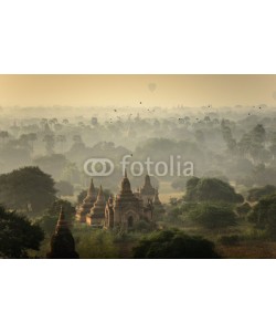 Sakrapee Nopparat, Sunrise scene at pagoda ancient city field in Bagan Myanmar.