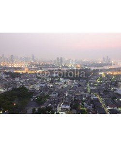 Sakrapee Nopparat, Business buildings at Bangkok city with skyline at sunrise,Thailand.