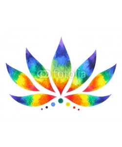 benjavisa, 7 color of chakra symbol concept, flower floral, watercolor painting hand drawn icon logo, illustration design sign