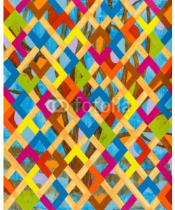 clivewa, A  Painting with a Trellis Pattern Overlay and a Tree in the Background.