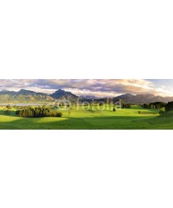 Wolfilser, Panorama Landschaft im Allgäu bei Füssen mit den Ammergauer Bergen