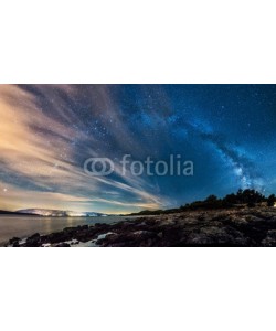 hajdar, Beautiful landscape of Croatia, Croatia coast, sea and mountains. Milky Way panorama