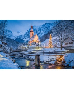 JFL Photography, Church of Ramsau in winter twilight, Bavaria, Germany