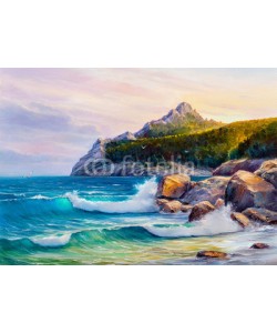 serge-b, Morning on sea, wave, illustration, oil painting.