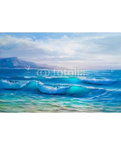 serge-b, Oil  painting of the sea on canvas.