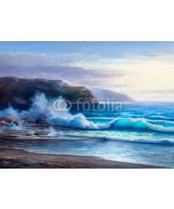 serge-b, Sunset on the sea, painting by oil on canvas.