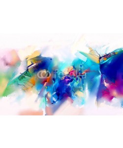 nongkran_ch, Abstract colorful oil painting on canvas texture. Hand drawn brush stroke, oil color paintings background. Modern art oil paintings with green, red and blue. Abstract contemporary art for background