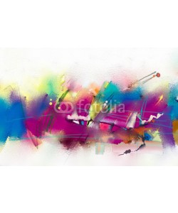 nongkran_ch, Abstract colorful oil painting on canvas texture. Hand drawn brush stroke, oil color paintings background. Modern art oil paintings with yellow, red color. Abstract contemporary art for background