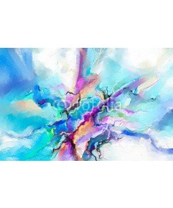 nongkran_ch, Abstract colorful oil painting on canvas texture. Hand drawn brush stroke, oil color paintings background. Modern art oil paintings with green, blue color. Abstract contemporary art for background