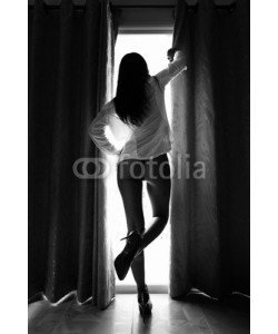 dima266f, Silhouette of beautiful slim woman against the window