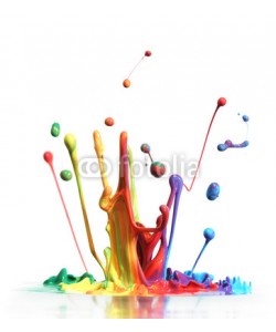 Leigh Prather, Colorful paint splashing isolated on white