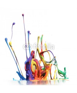 Leigh Prather, Colorful paint splashing isolated on white