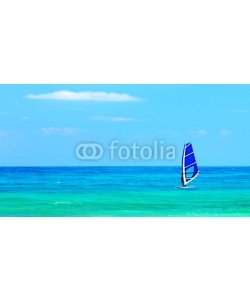 Anna Omelchenko, Panoramic beach landscape with windsurfer playing