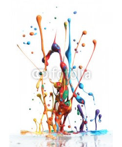 Leigh Prather, Colorful paint splashing isolated on white