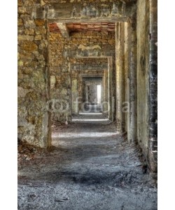 tobago77, Long empty corridor and doors in abandoned building