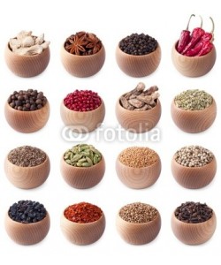andriigorulko, set of wooden bowls full of different spices
