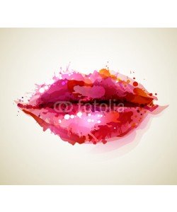 artant, Beautiful womans lips formed by abstract blots