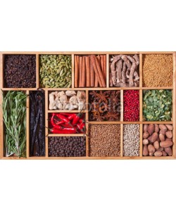 andriigorulko, spices and herbs in wooden box