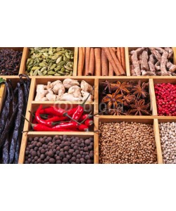 andriigorulko, spices and herbs in wooden box