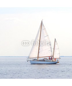 Aleksey Stemmer, white sail yacht sailing. Riga, Latvia