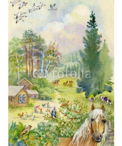 Nadiia Starovoitova, Rural landscape with a horse