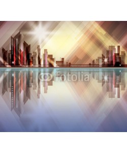dahabians, City skyline at night with reflection in water