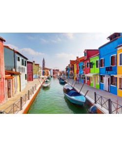 Photocreo Bednarek, Colorful houses and canal on Burano island, near Venice, Italy.