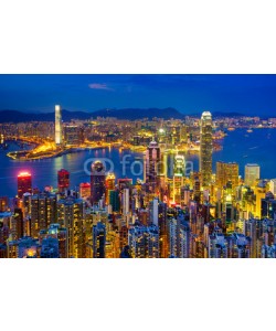 lkunl, Hong Kong skyline at night, China