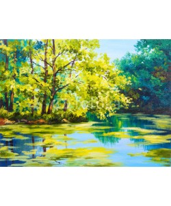 max5799, Oil painting landscape - lake in the forest