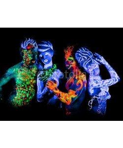 Andrey_Arkusha, Four - Body art glowing in ultraviolet light