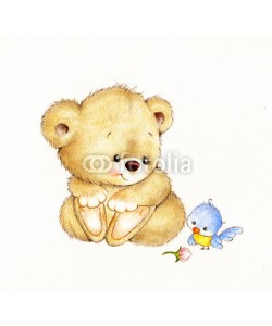 ciumac, Cute Teddy bear and bird