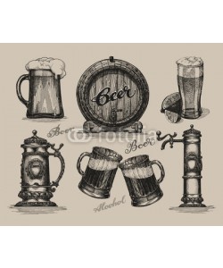 ~ Bitter ~, Beer set. Sketch elements for oktoberfest festival. Hand-drawn