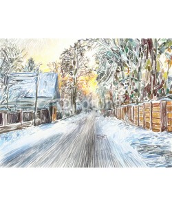 Kara-Kotsya, painting of beautiful winter in the country