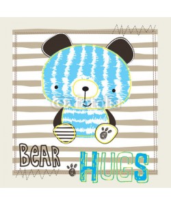yoliana, cute teddy bear card striped background vector illustration