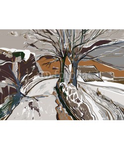 Kara-Kotsya, digital painting of winter landscape